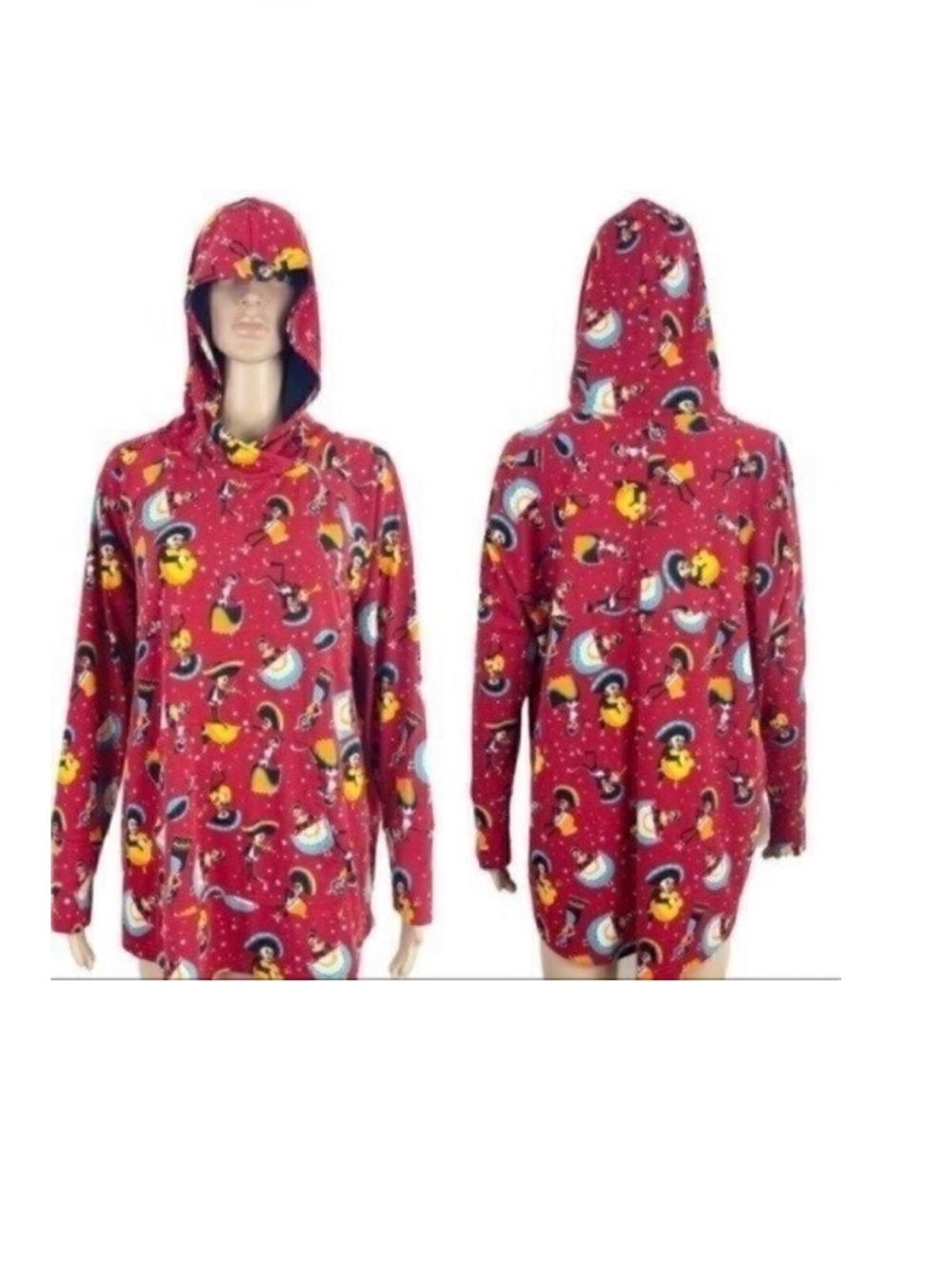 LuLaRoe Amber Hoodie Tunic XL Day of the Dead Skull Print